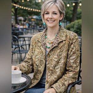 Chico's Brocade Jacket w/Leopard and Metallic Details